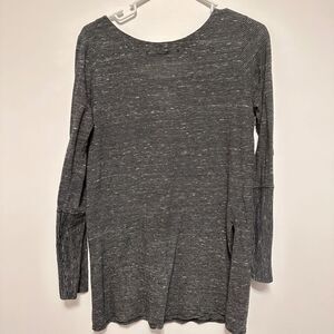 Prana Womens M Gray Stripe Esme Long Sleeve Tunic Tee Shirt Casual Cotton Blend